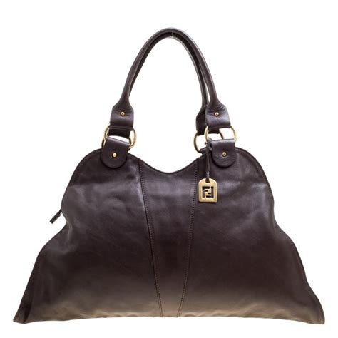 Fendi Dark Brown Leather Diavolo Trapezio Tote 